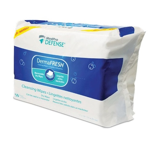 760-080 DermaFRESH Maceratable Personal Dry Cleansing Wipes, 50EA/BX
