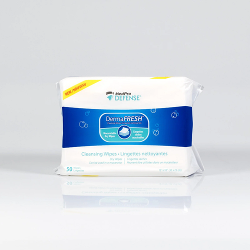 760-080 DermaFRESH Maceratable Personal Dry Cleansing Wipes, 50EA/BX
