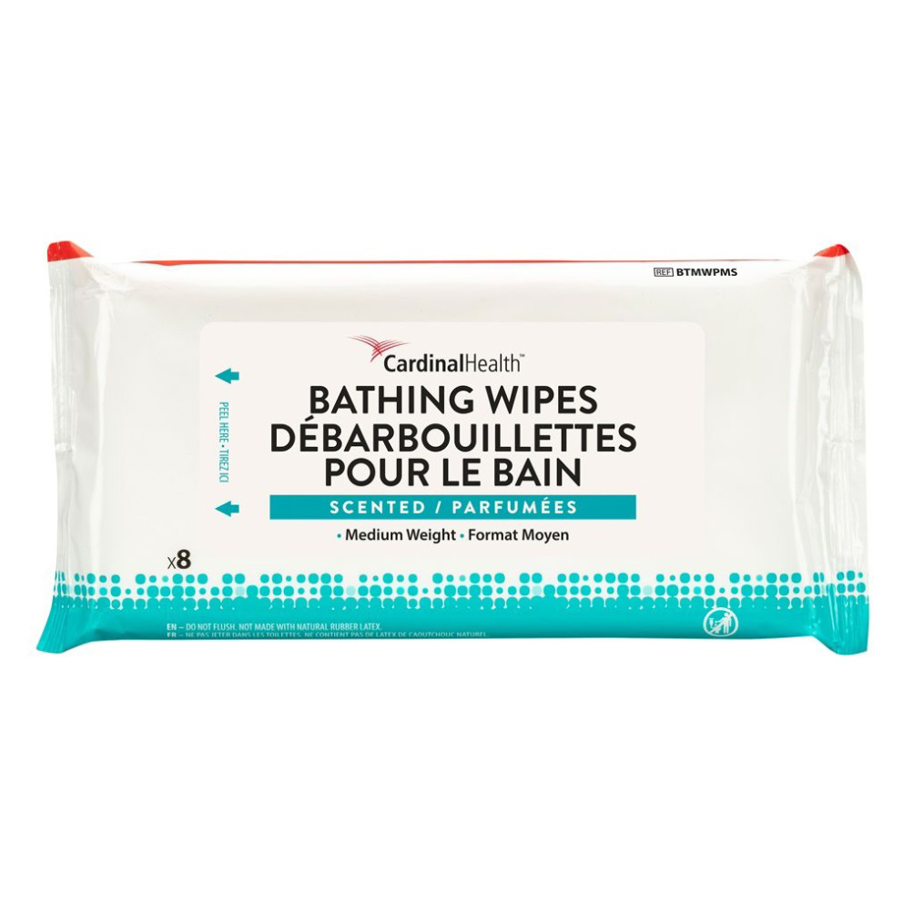 BTMWPMU Cardinal Health Bathing Wipes, Medium, Scented, 20 x 20 cm (7.8 x 7.8 in.), 192EA/BX