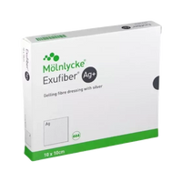 603425 Exufiber Ag+ Gelling Fibre Dressing, 10cm x 10cm, 6EA/BX