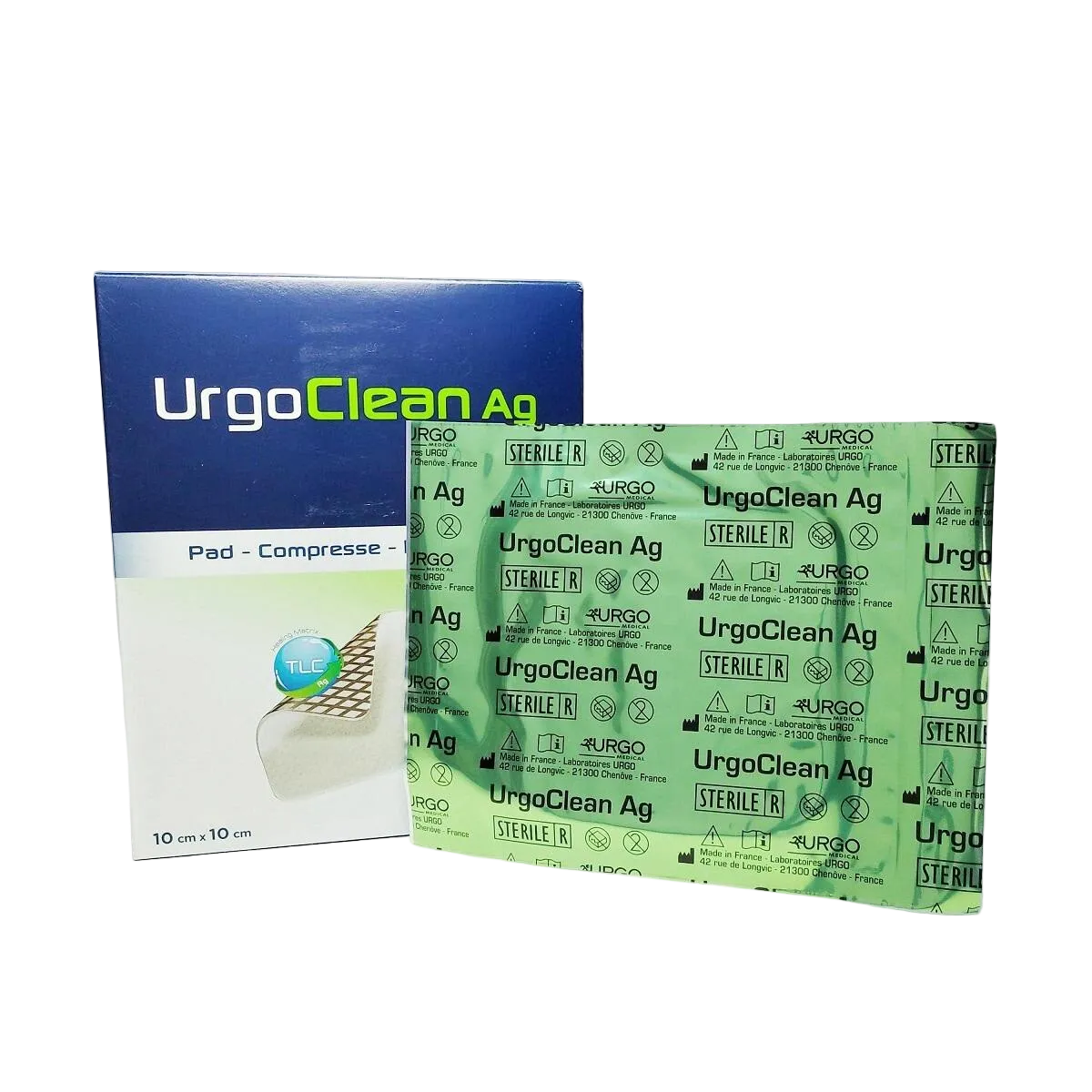 UR552155 UrgoClean Ag Wound Dressing, 10cm x 10cm, 10EA/BX