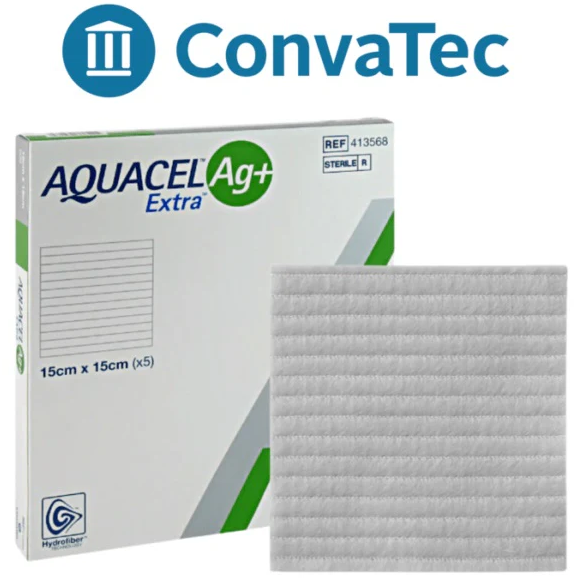 CON413568 AQUACEL Ag+ Extra Wound Dressing, W15cm x L15cm, 5EA/BX