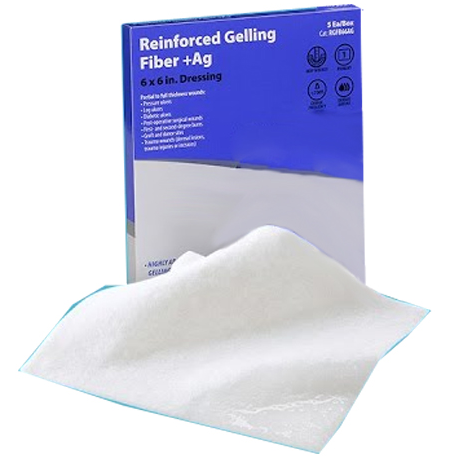 RGFB66AG Cardinal Health Alginate Dressing, Reinforced Gelling Fibre +Ag, 6" x 6", 5EA/BX