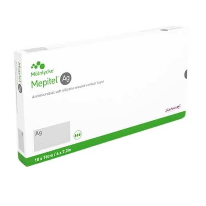 391090 Mepitel Ag Contact Layer Antimicrobial Dressing, 10x18cm, 10EA/BX