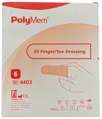 PLM4403 PolyMem Finger/Toe Dressing, Size 3, Large, 6EA/BX