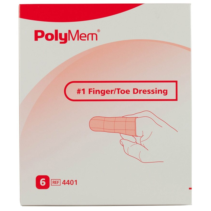 PLM4401 PolyMem Finger/Toe Dressing, Size 1, Small, 6EA/BX