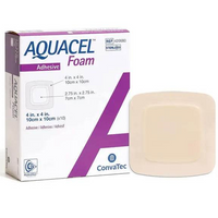 CON420681 AQUACEL Ag Foam Hydrofibre Dressing, Adhesive, 10cm x 10cm, 10EA/BX