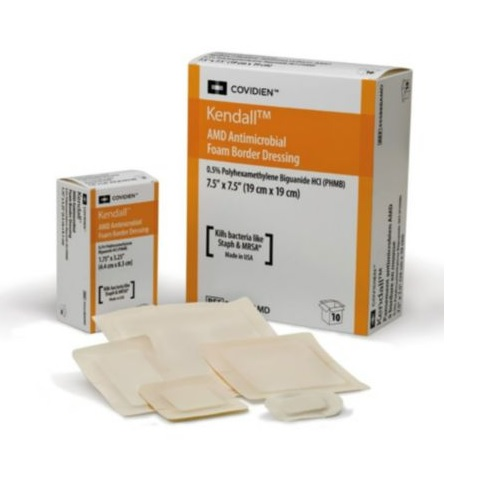 Z55544BAMDG Kendall AMD Gentle Foam Border (Silicone Adhesive), 3.5" x 3.5", 10EA/BX