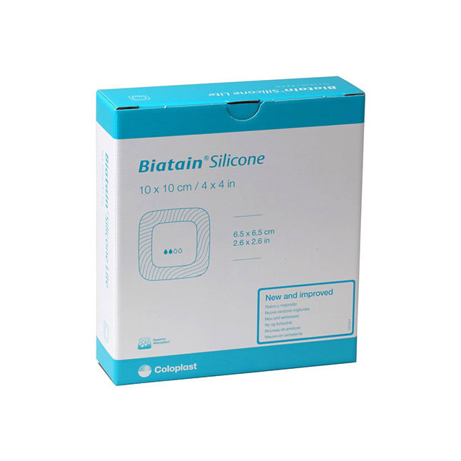 COL39637 Biatain Silicone Ag Foam Dressing, W10cm x L10cm, 5EA/BX
