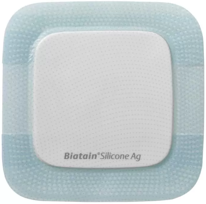 COL39636 Biatain Silicone Ag Foam Dressing, W7.5cm x L7.5cm, 5EA/BX