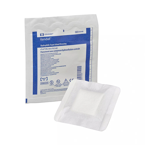 Z55544B Kendall Foam Island Dressing, 4" x 4", 10EA/BX
