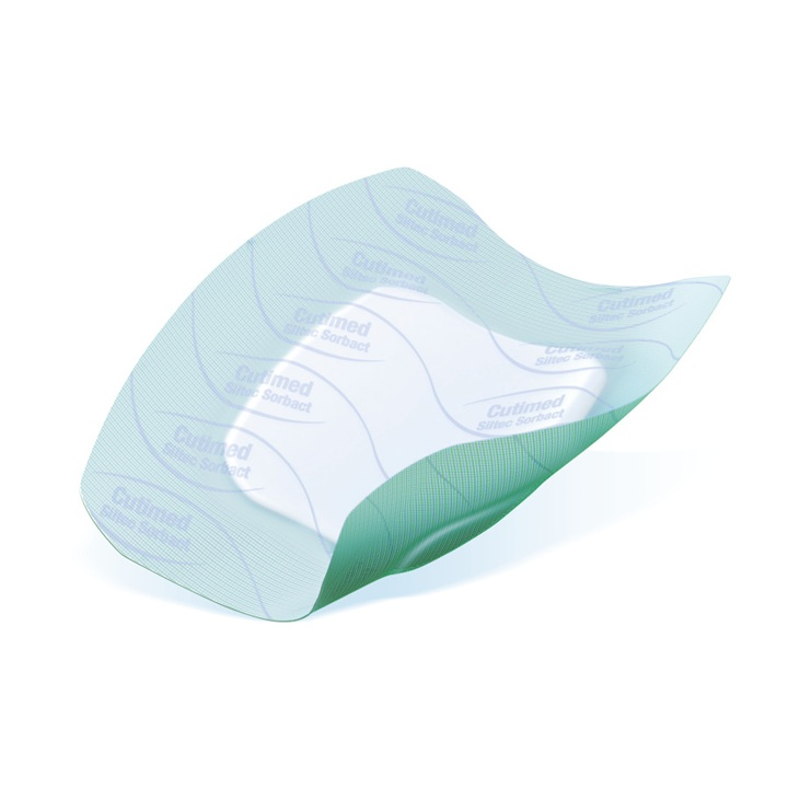 BSN7325152 Cutimed Siltec Sorbact Dressing Foam, L7cm x W10cm, 10EA/BX