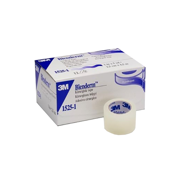 3M1525-1 Blenderm Surgical Tape, 25mm x 4.5m, Clear, Latex-Free, 12EA/BX
