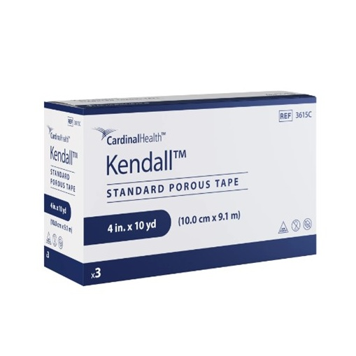 Z3615C Kendall Standard Porous Tape, White, 4IN x 10YD, 3EA/BX