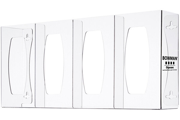 GL040-0111 Glove Box Dispenser - Quad - Divided, Clear, 1/EA