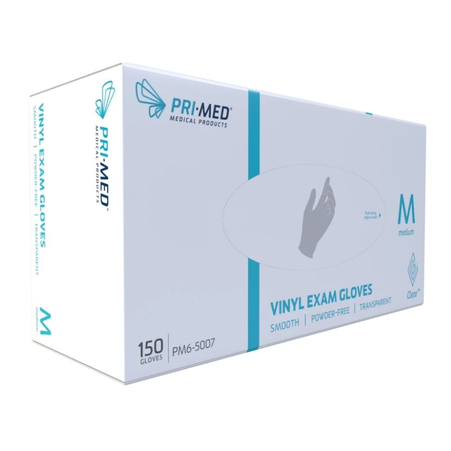 PM6-5006N PrimaTouch Medical Clear Vinyl Glove, Powder-Free, Small, 150EA/BX