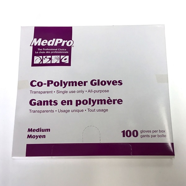014-310 MedPro Co-Polymer Glove, Medium, 100EA/BX