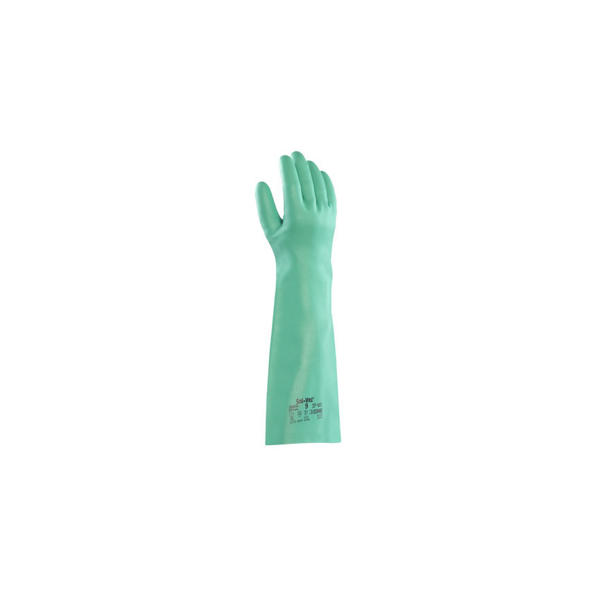 AN3718570 ALPHATEC SOLVEX Elbow-Length Chemical Gloves Nitrile, Style 37-185, Size 7, L18" Green, 2EA/BX