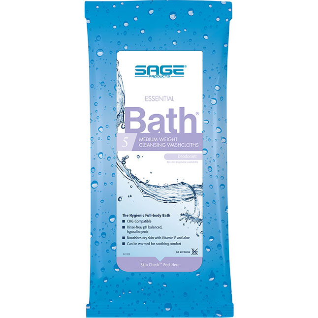 SAGE7815 Deodorant Comfort Bath Cleansing Washcloth, Clean Scent, 5EA/BX
