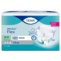 67837 TENA Flex Incontinence Brief, Maximum Absorbency, Size 12, Medium, 28" to 42" Green, 66EA/BX