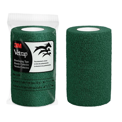 3M1410HG-18 3M™ Vetrap Bandaging Tape, 4". Hunter Green, 18EA/BX