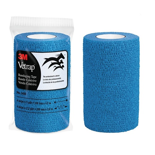 3M1410B-18 3M Vetrap Bandaging Tape, 4", Blue, 18EA/BX