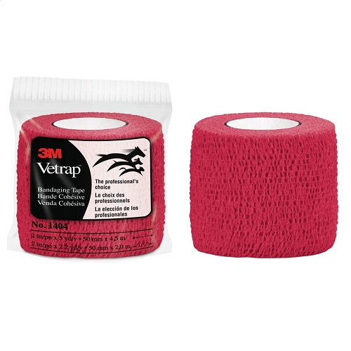 3M1404R-36 3M Vetrap Bandaging Tape, 2", Red, 36EA/BX