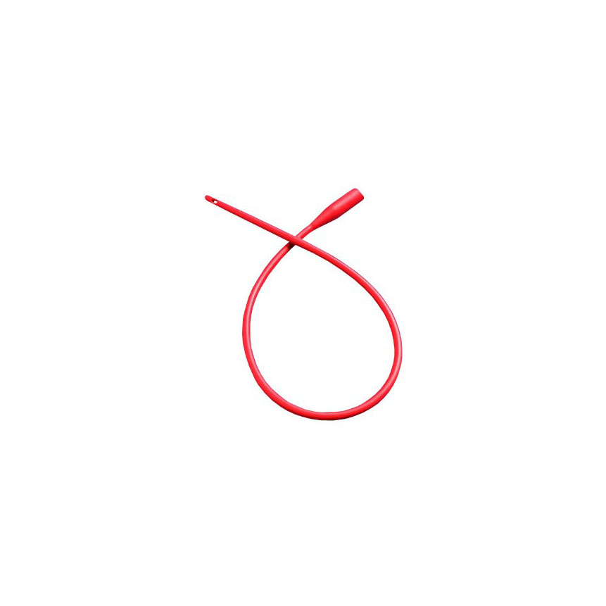 65-5016 Intermittent Urethral Catheter, 2-Eyes, without Connector, L16" OD 16Fr, Red, 100EA/BX
