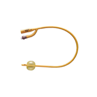 RUS180003100 Indwelling Catheter, Foley, Silicone, 2-Way, 3cc, OD 10fr, Gold, Black Tip, 10EA/BX