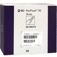 BD306572 PosiFlush XS Saline Filled Flush Syringe, 10mL, 30EA/BX