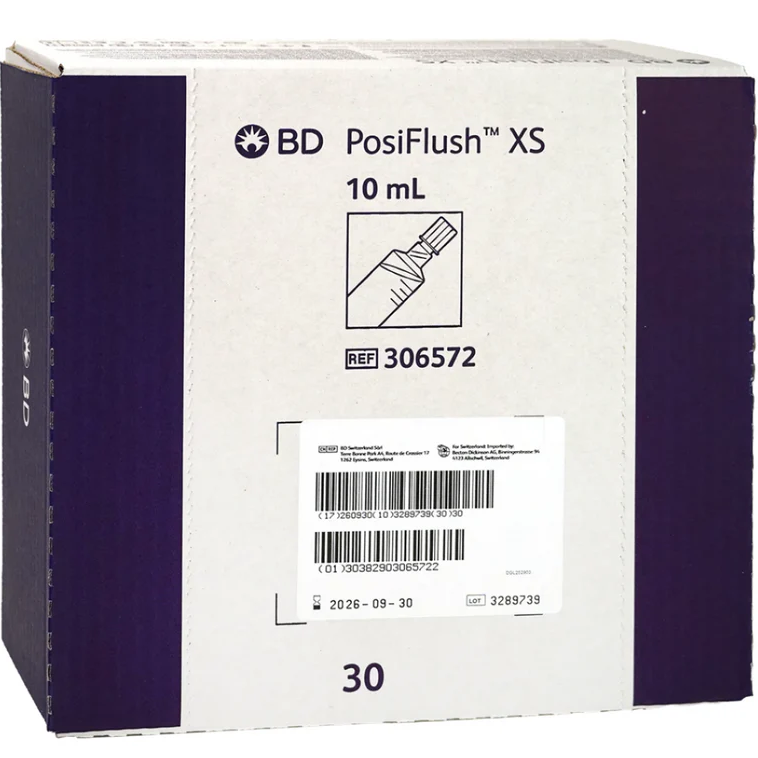 BD306572 PosiFlush XS Saline Filled Flush Syringe, 10mL, 30EA/BX