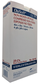 DUP84148 - Dusoft Gauze Sponge, Non-Woven, 4-Ply, Sterile, 8" x 4" 50EA/BX