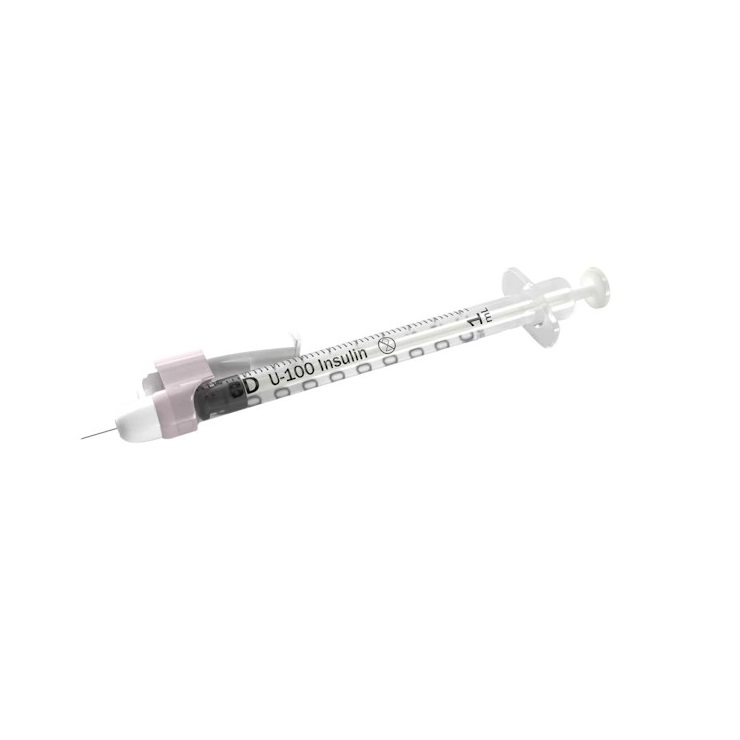 BD305930 - SafetyGlide Insulin Syringe with Permanently Attached Needle, 1mL, 29GA x 1/2" 100EA/BX