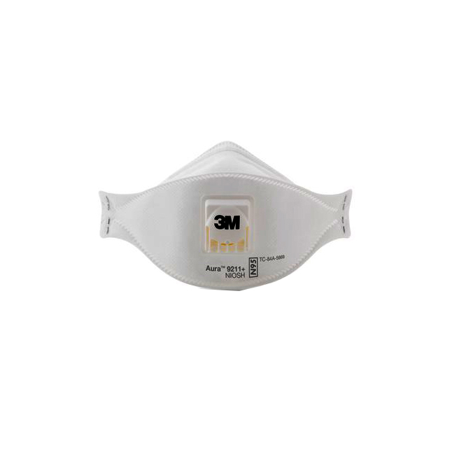 3M9211+ Aura Particulate Respirator, N95, White, 10EA/BX
