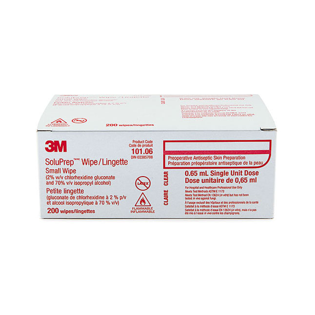 3M10106 - SoluPrep Wipes (2% w/v CHG / 70% v/v IPA) Medium, 200EA/BX