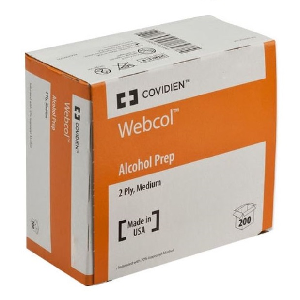 Z63001 - Webcol Alcohol Prep Pad, Two-Ply, Sterile, Medium, 200EA/BX