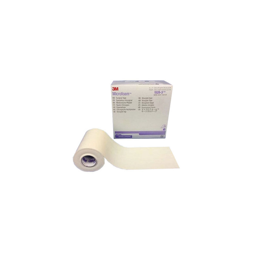 3M1528-3 Microfoam Surgical Tape, 3" x 5yd, 4EA/BX