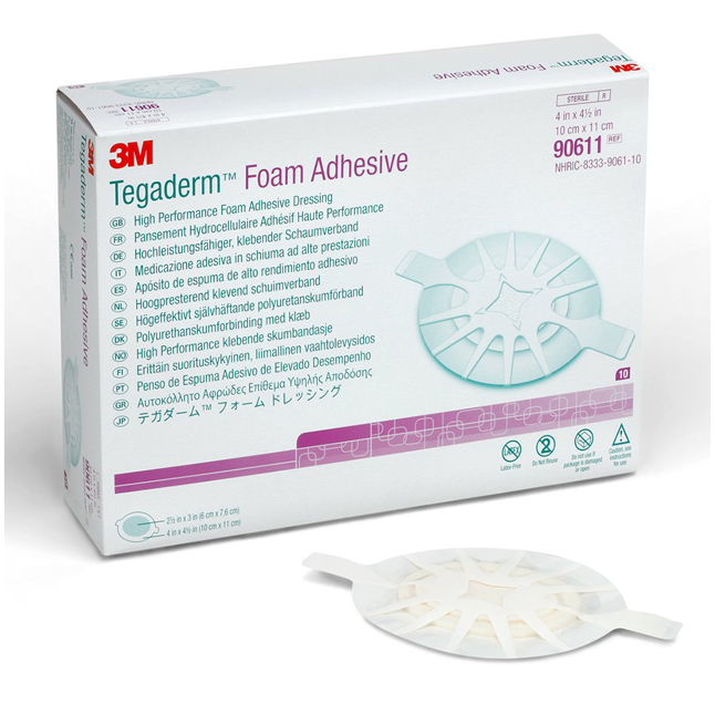 3M90611 Tegaderm Foam Dressing, Oval, 4.5" x 4" 10EA/BX