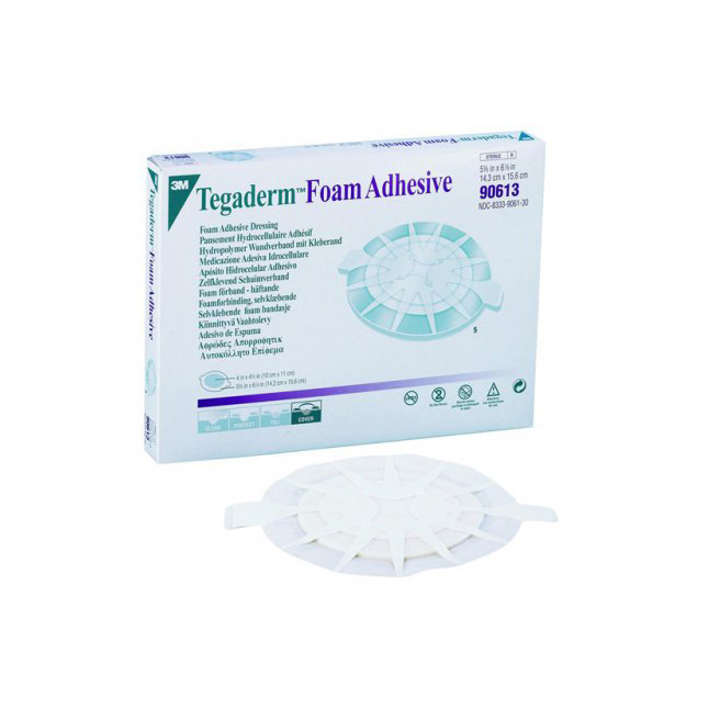 3M90613 Tegaderm Foam Dressing, Oval, 6-1/8" x 5-5/8", 5EA/BX