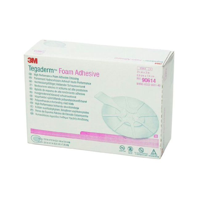 3M90614 Tegaderm Foam Dressing, Oval, 3" x 2-3/4", 10EA/BX