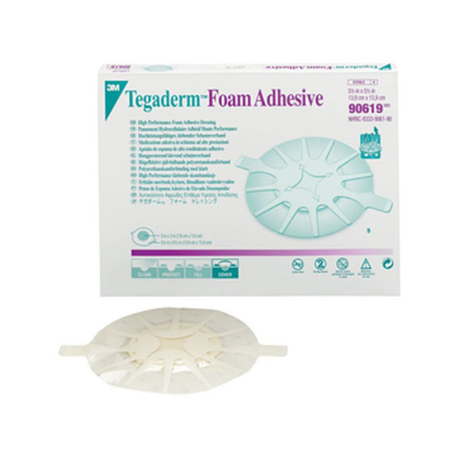 3M90619 Tegaderm Foam Dressing, Heel Design, 5.5" x 5.5", 5EA/BX
