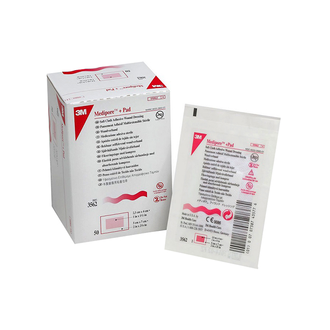 3M3562 Medipore Pad Soft Cloth Dressing, 2" x 2.75" 50EA/BX