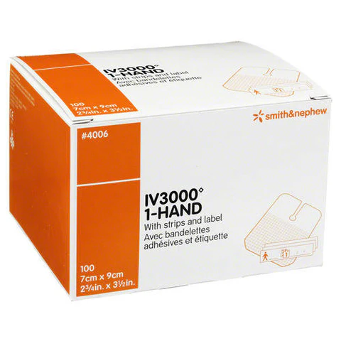 SN4006 IV3000 1-Hand Catheter Dressing, 7cm x 9cm 100EA/BX