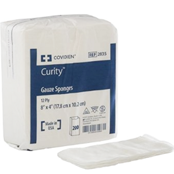 Z2259 Curity Premium Woven Gauze Sponge, 12-Ply, 4" x 8" 50EA/BX