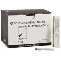 BD305155 PrecisionGlide Needle, Single-Use, Sterile, 22GA x 1", 100EA/BX (Discontinued Use: TC-NN-2225R)