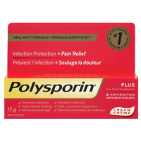 KF9114 - Polysporin +Pain Relief, 2 Antibiotic, Non Greasy Cream, 15g, 1/EA [DISCONTINUED]