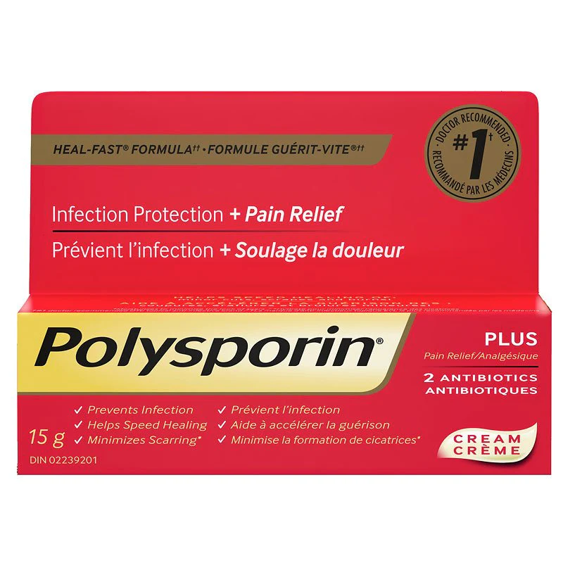 KF9114 - Polysporin +Pain Relief, 2 Antibiotic, Non Greasy Cream, 15g, 1/EA [DISCONTINUED]