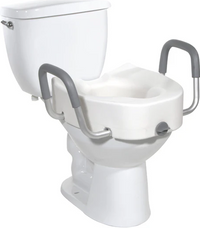 INV1535002 - 2" Toilet Seat Raiser, With Armrests and Lid, 14" x 15", 330lbs, 1/EA [DISCONTINUED: Use DRVRTL12C002WH]