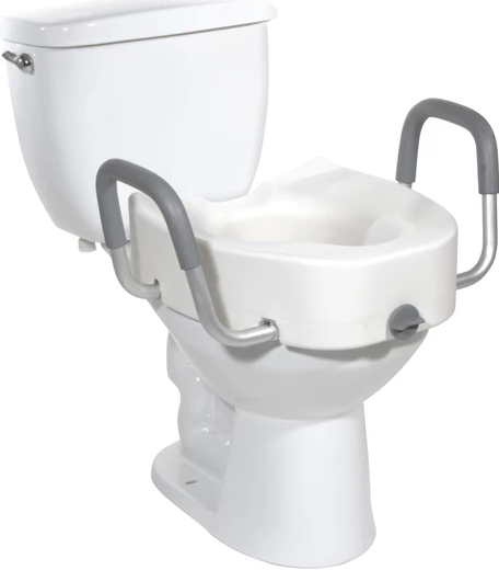 INV1535002 - 2" Toilet Seat Raiser, With Armrests and Lid, 14" x 15", 330lbs, 1/EA [DISCONTINUED: Use DRVRTL12C002WH]