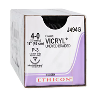 J-494G - Absorbable Suture, Polyglactin 910 Coated Vicryl, Undyed, Size 4-0, 18", 12EA/BX [DISCONTINUED: Use J-441H]